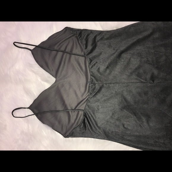 Suede bodycon spaghetti strap dress. - Picture 7 of 7